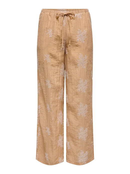 Pantalón con goma y cordón con bordado Jdy Latte
