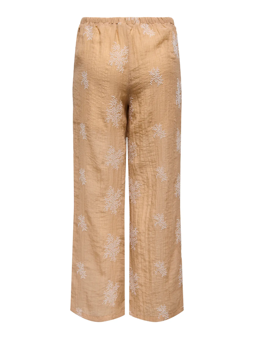Pantalón con goma y cordón con bordado Jdy Latte