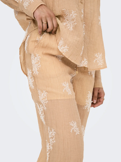 Pantalón con goma y cordón con bordado Jdy Latte