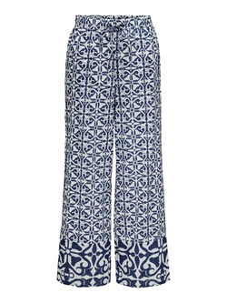 Pantalón con goma y cordón con estampado geométrico monocolor Jdy Navy Blazer