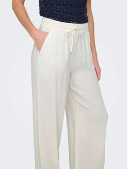Pantalón con goma y cordón lino Jdy Snow White