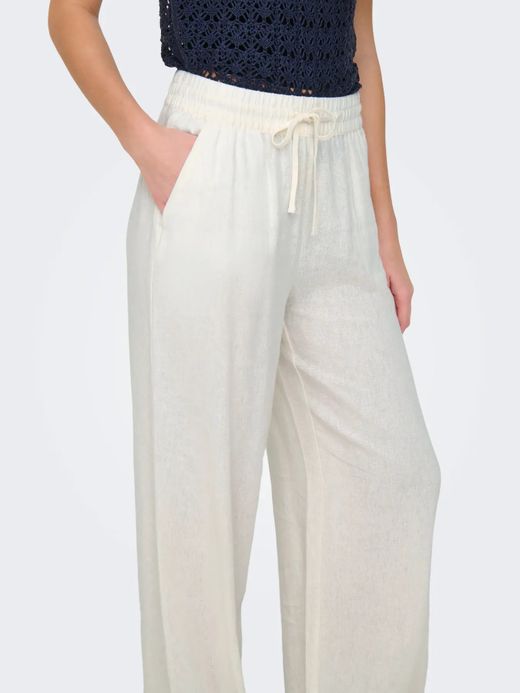 Pantalón con goma y cordón lino Jdy Snow White