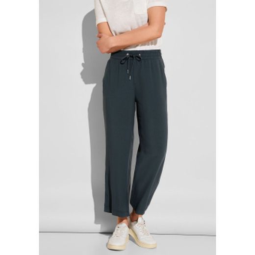 Pantalón con goma y cordón liso Street One Dark Grey