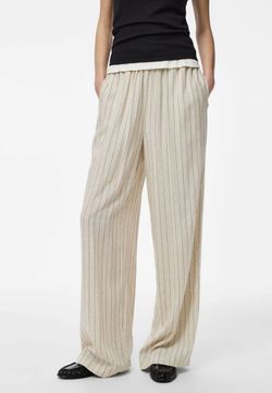 Pantalón con goma y cordón rayas Pieces Birch