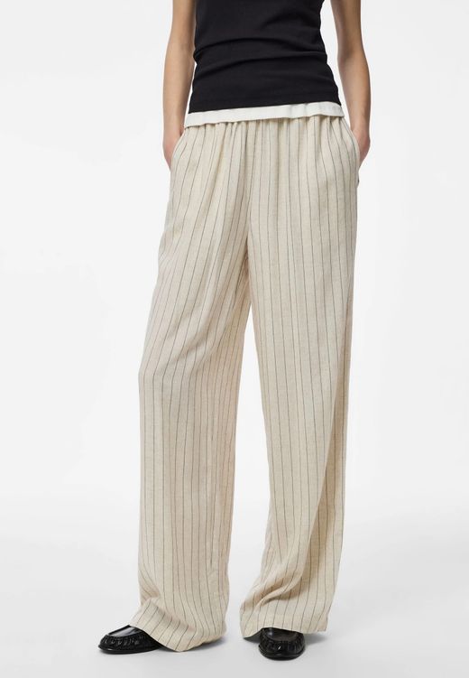 Pantalón con goma y cordón rayas Pieces Birch