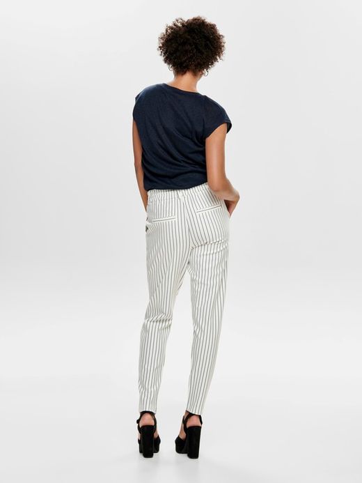 Pantalón con goma y rayas diplomáticas Only Cloud Dancer