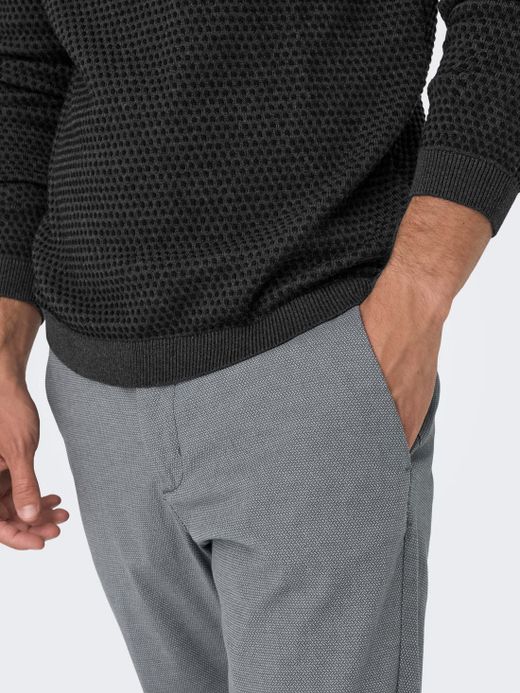 Pantalón con micromuestra geométrica Only & Sons Grey
