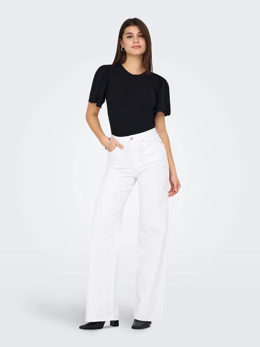 Pantalón de 5 bolsillos HW ancho Only White