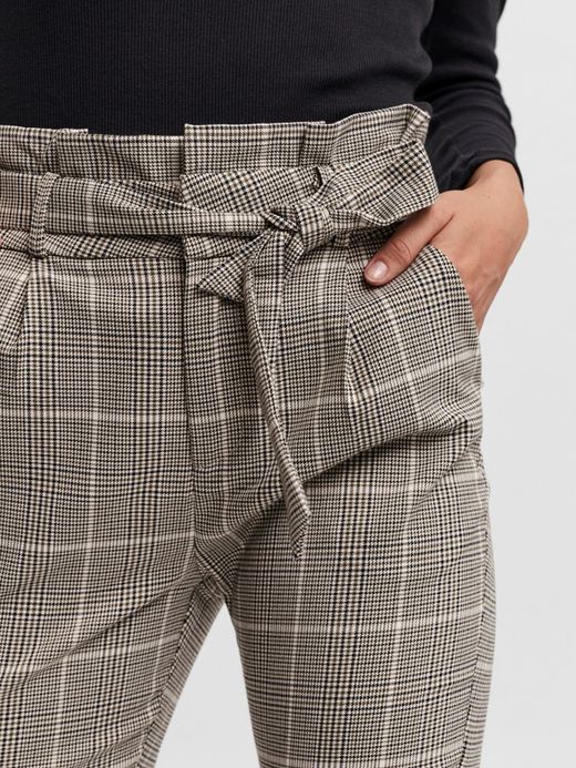 Pantalón de cuadros pata de gallo y cinturón Vero Moda Ivy Green