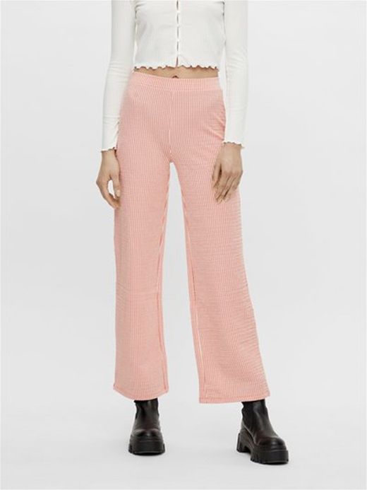 Pantalón de goma con rayas bicolor Pieces Cherry Tomato