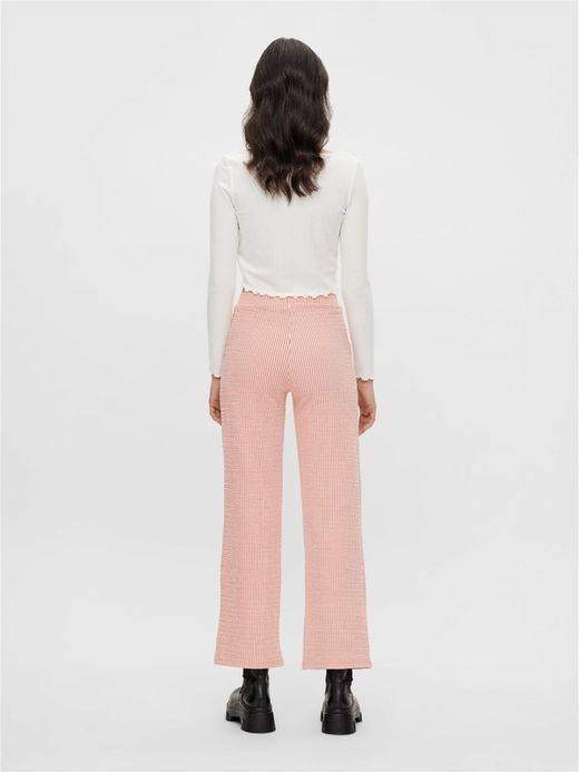 Pantalón de goma con rayas bicolor Pieces Cherry Tomato