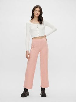 Pantalón de goma con rayas bicolor Pieces Cherry Tomato