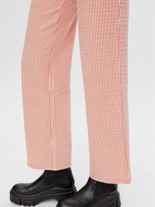 Pantalón de goma con rayas bicolor Pieces Cherry Tomato