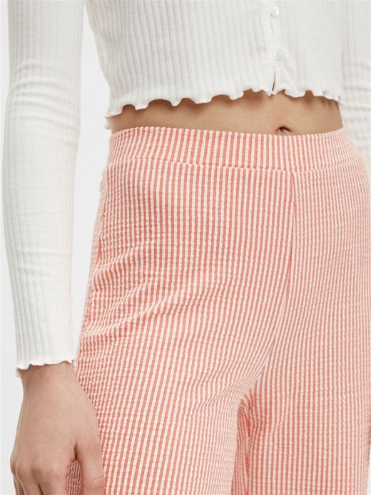 Pantalón de goma con rayas bicolor Pieces Cherry Tomato