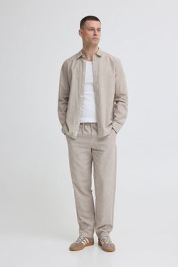 Pantalón de lino con goma y cordón Blend Of America Beige