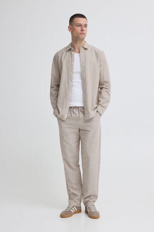 Pantalón de lino con goma y cordón Blend Of America Beige