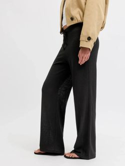 Pantalón de punto HW de pierna ancha Jjxx Black