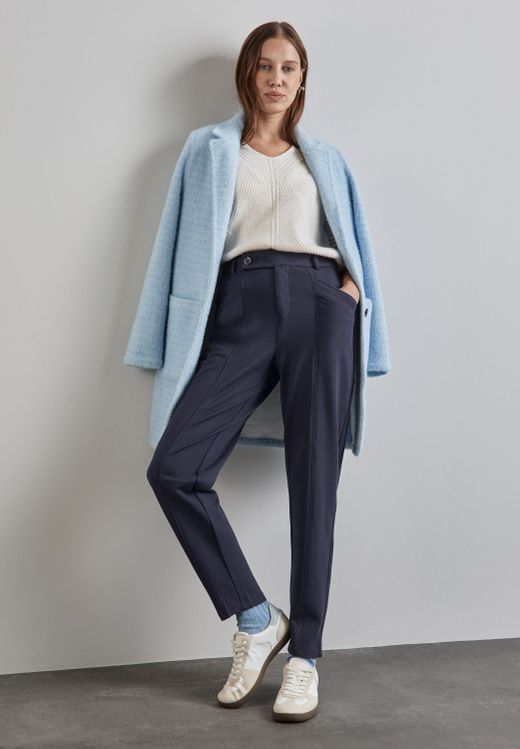 Pantalón de punto tobillero con repunte Street One Night Sky