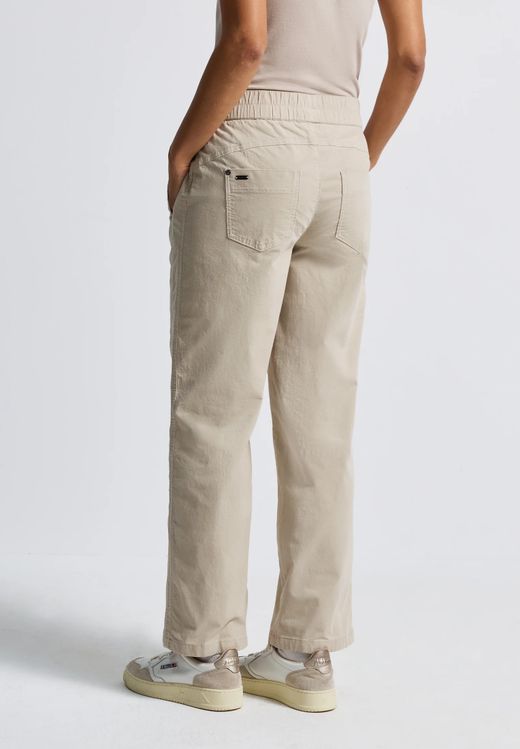 Pantalón HW con goma de pierna ancha Street One Sand