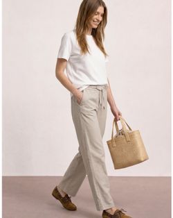 Pantalón HW con goma de pierna ancha Street One Sand
