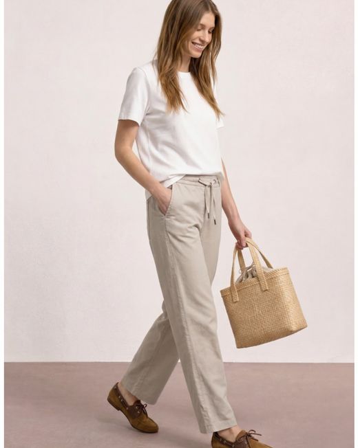 Pantalón HW con goma de pierna ancha Street One Sand