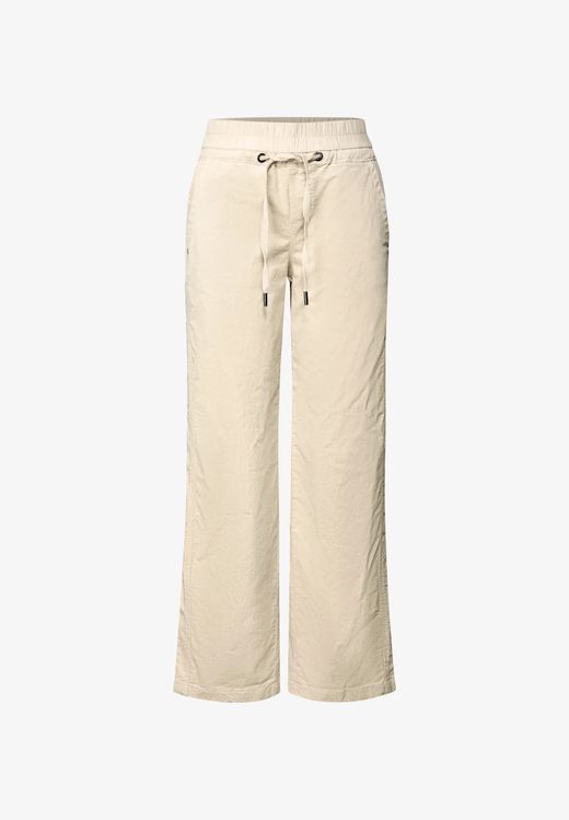 Pantalón HW con goma de pierna ancha Street One Sand