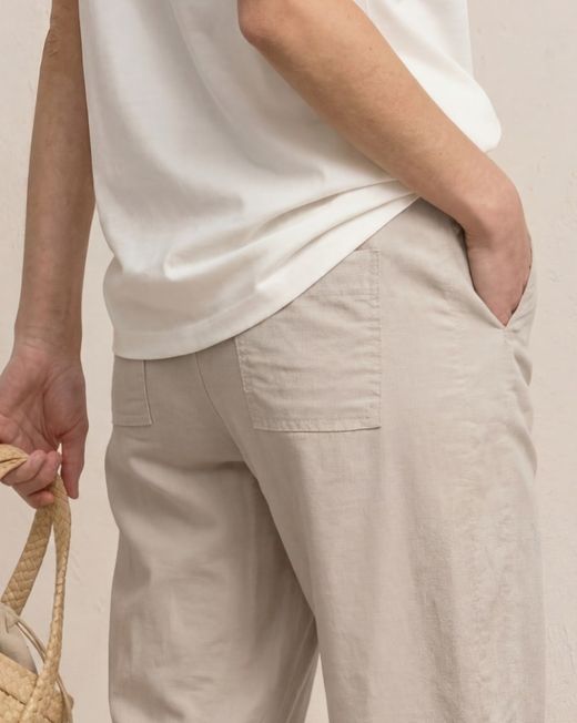 Pantalón HW con goma de pierna ancha Street One Sand