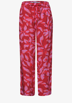 Pantalón palazzo con estampado floral tricolor Street One Red