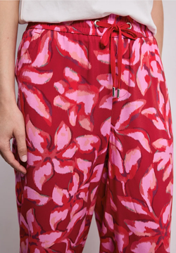 Pantalón palazzo con estampado floral tricolor Street One Red