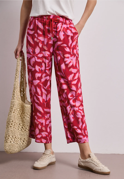 Pantalón palazzo con estampado floral tricolor Street One Red
