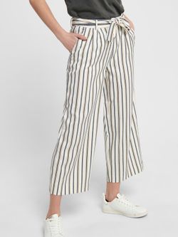 Only Cloud Dancer pantalone palazzo a righe larghe con cintura