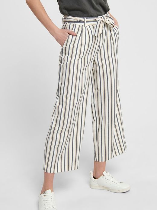 Only Cloud Dancer pantalone palazzo a righe larghe con cintura