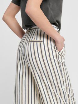 Only Cloud Dancer pantalone palazzo a righe larghe con cintura