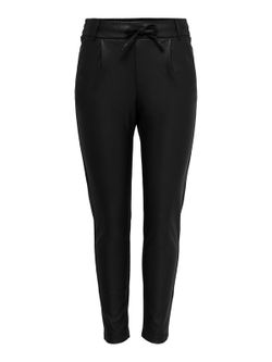 Leatherette pants with rubber and cord Only Black