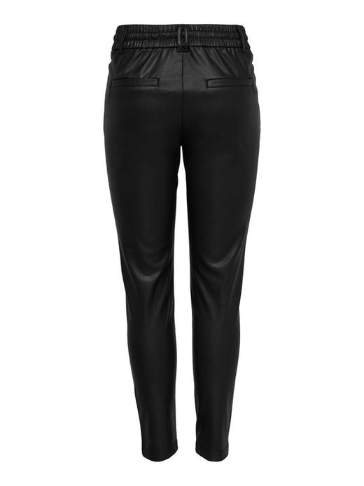 Leatherette pants with rubber and cord Only Black