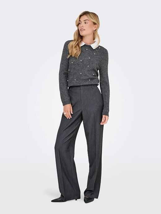 Pantalón sastre de pierna ancha Only Dark Grey Mela