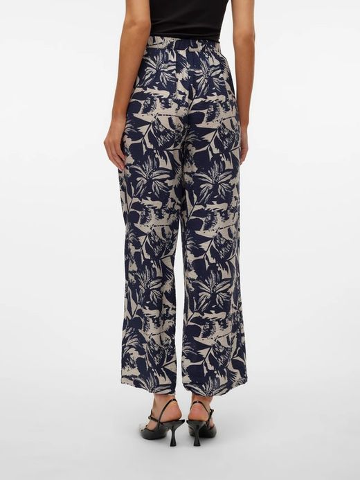 Pantalón tobillero con estampado floral Vero Moda Navy Blazer