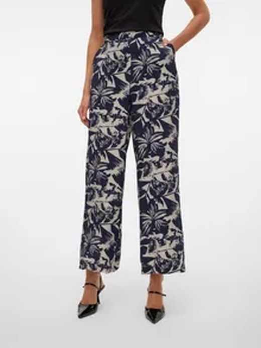 Pantalón tobillero con estampado floral Vero Moda Navy Blazer