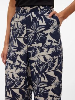 Pantalón tobillero con estampado floral Vero Moda Navy Blazer