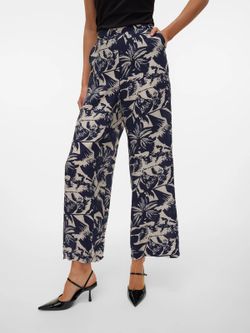 Pantalón tobillero con estampado floral Vero Moda Navy Blazer