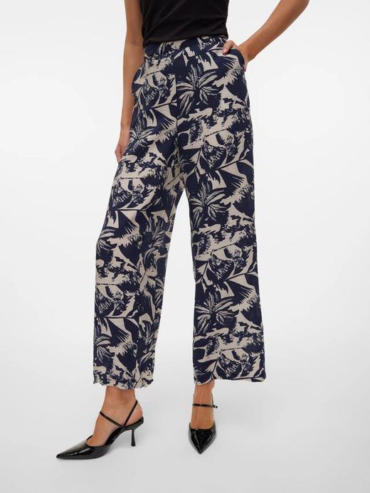 Pantalón tobillero con estampado floral Vero Moda Navy Blazer