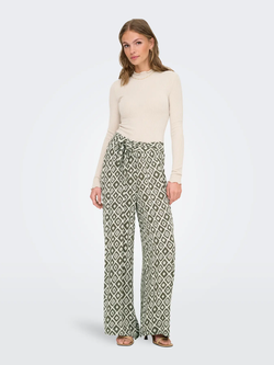 Pantalón tobillero con estampado geométrico Only Balsam Green