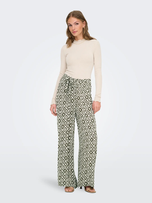 Pantalón tobillero con estampado geométrico Only Balsam Green