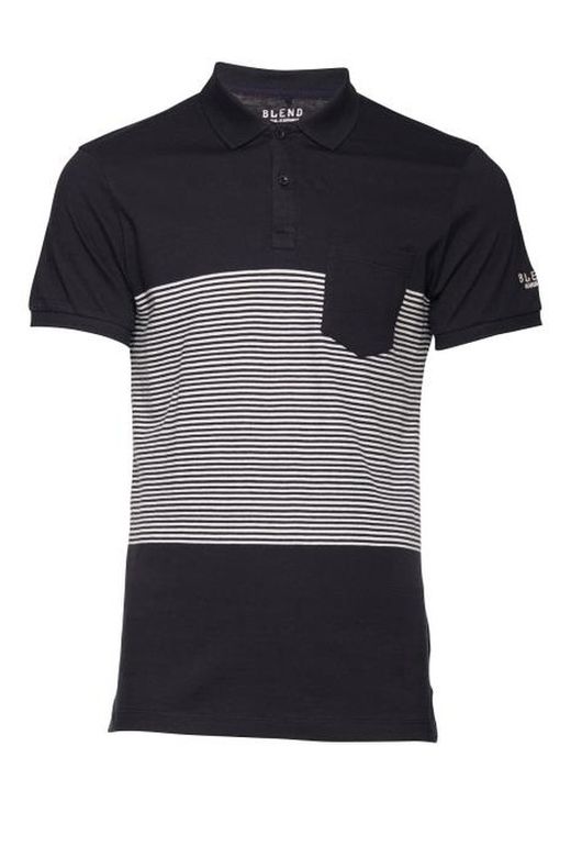 Blend Of America Navy Basic Striped Polo