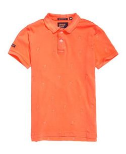 Polo básico piqué con flamencos bordados Superdry Washed Coral