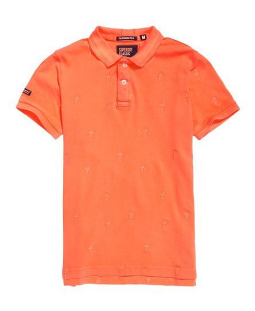 Polo básico piqué con flamencos bordados Superdry Washed Coral