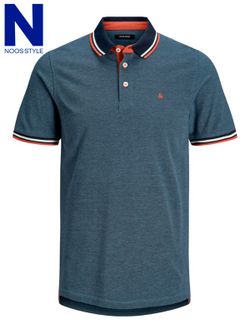 Jack & Jones Denim Blue Heather Pique Basic Polo