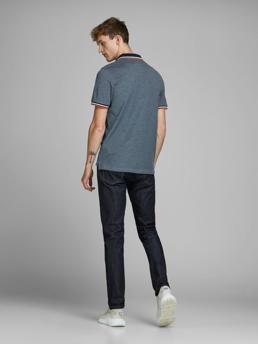 Jack & Jones Denim Blue Heather Pique Basic Polo