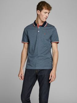 Jack & Jones Denim Blue Heather Pique Basic Polo