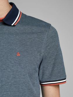 Jack & Jones Denim Blue Heather Pique Basic Polo